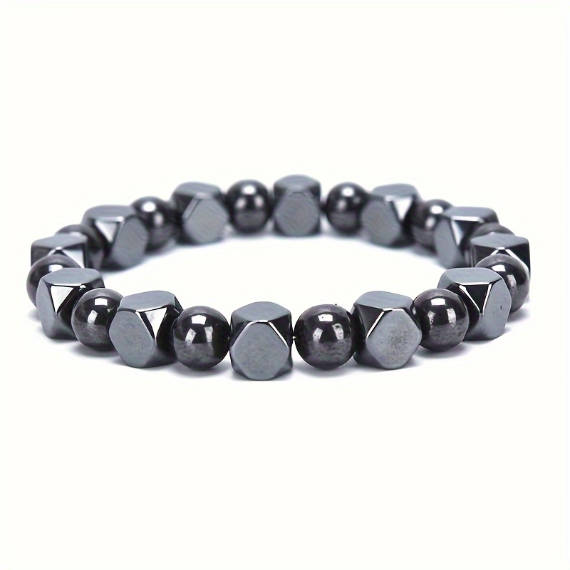 Men's Black Obsidian, Hematite & Tiger Eye Beaded Bracelet, Daily Wear